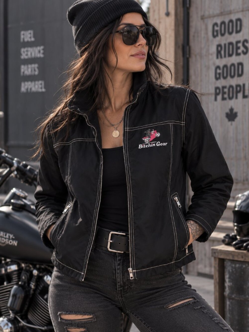 702 - Bitchin Gear Y2K Motorcycle Riding Jacket Made in Canada L